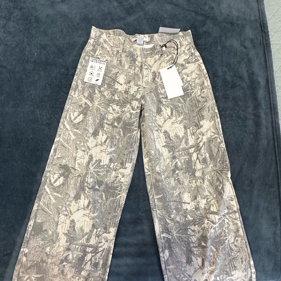 refrain Denim - Chic Cream Patterned Women's WIDE LEG Jeans